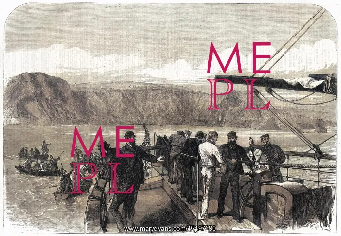 : Laying the shore end of the Atlantic telegraph cable : Laying the shore end of the Atlantic telegraph cable