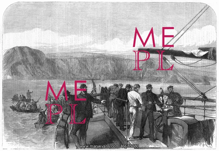 : Laying the shore end of the Atlantic telegraph cable : Laying the shore end of the Atlantic telegraph cable