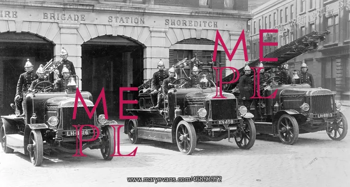 : LCC-LFB engines and crews, Shoreditch fire station : LCC-LFB engines and crews, Shoreditch fire station