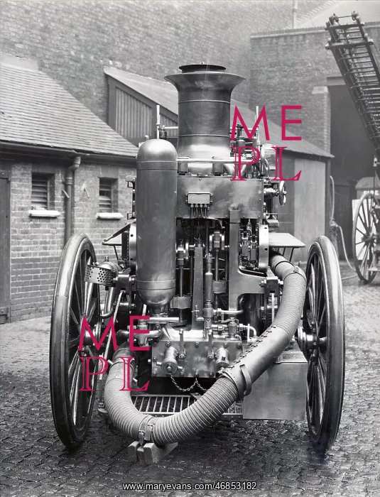 : LCC-LFB rear of a Shand Mason steam fire engine : LCC-LFB rear of a Shand Mason steam fire engine