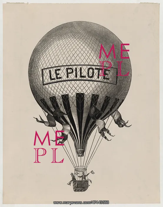 : Le pilote. Print shows two men standing in basket of balloon, Le Pilote : Le pilote. Print shows two men standing in basket of balloon, Le Pilote