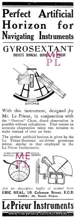 : Le Prieur Instruments. Gyrosextant. 1920 Advert : Le Prieur Instruments. Gyrosextant. 1920 Advert