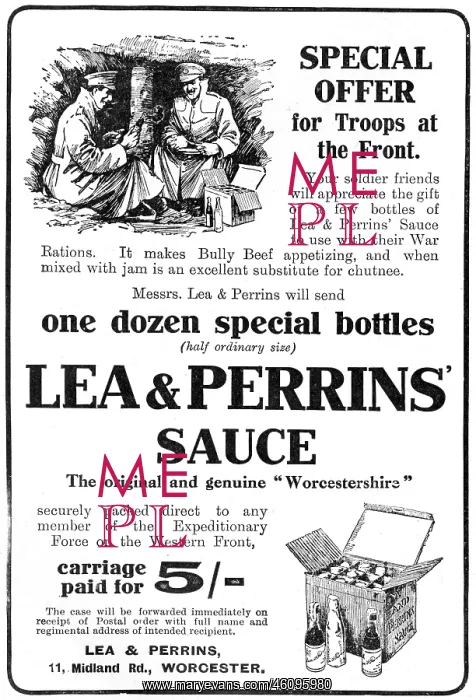 : Lea and Perrins advertisement, WW1 : Lea and Perrins advertisement, WW1