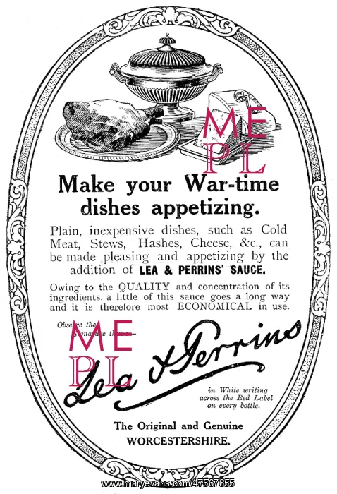 : Lea and Perrins advertisement, WW1 : Lea and Perrins advertisement, WW1