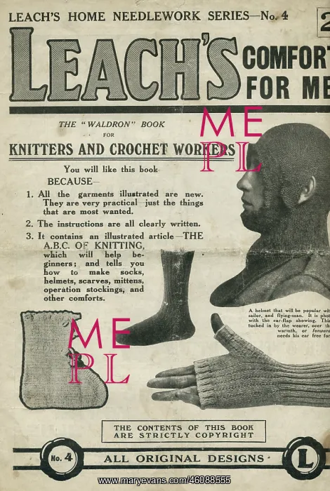 : Leach's WW1 knitting booklet - Comforts for Men : Leach's WW1 knitting booklet - Comforts for Men