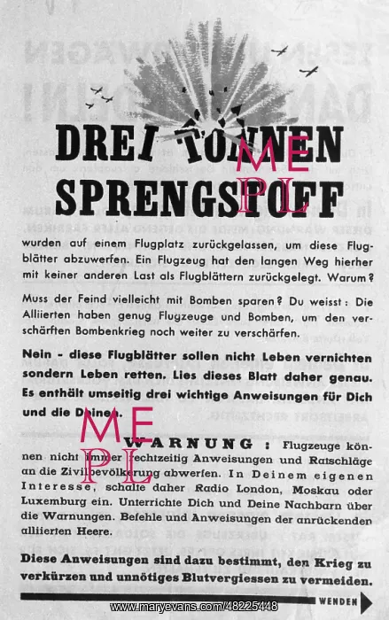 : Leaflet of the US Army in Germany, 1945 : Leaflet of the US Army in Germany, 1945