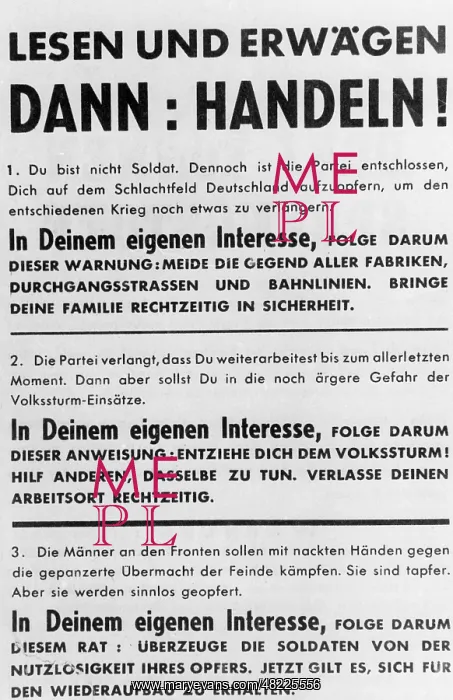 : Leaflet of the US Army in Germany, 1945 : Leaflet of the US Army in Germany, 1945