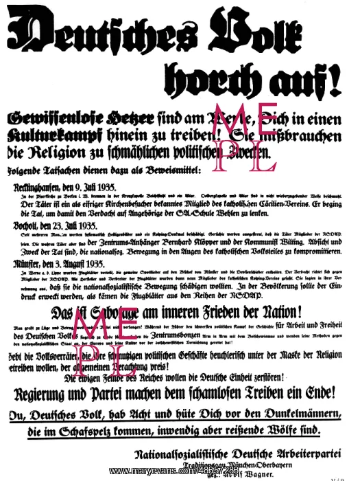 : Leaflet Listen German people!, 1935 : Leaflet Listen German people!, 1935