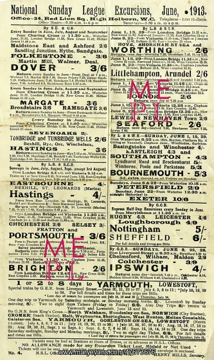 : Leaflet, National Sunday League Excursions, June 1913 : Leaflet, National Sunday League Excursions, June 1913