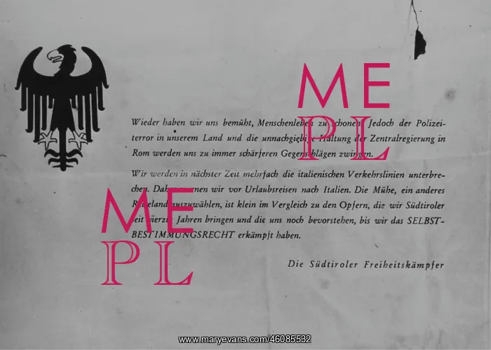 : Leaflet of South Tyrolean freedom fighters against : Leaflet of South Tyrolean freedom fighters against