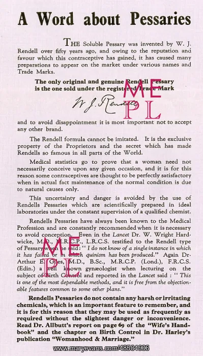 : Leaflet, A Word about Pessaries : Leaflet, A Word about Pessaries