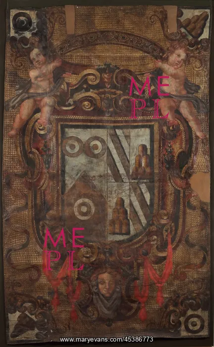 : Leather coat of arms, Medici Villa, Cerreto Guidi, Tuscany : Leather coat of arms, Medici Villa, Cerreto Guidi, Tuscany