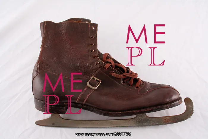 : Leather lace up ice skating boots, 19th century : Leather lace up ice skating boots, 19th century