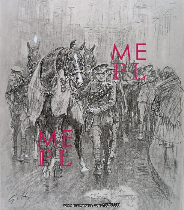 : Led along the street in a long string of horses : Led along the street in a long string of horses