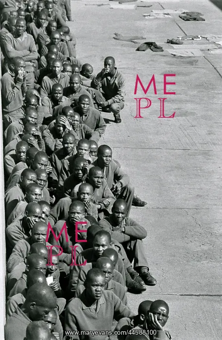 : Leeuwkop prisoners sitting in lines outside in : Leeuwkop prisoners sitting in lines outside in
