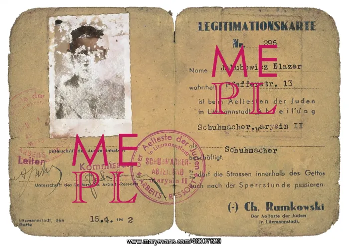 : Legitimation card of shoemaker Elazer Jakubowicz : Legitimation card of shoemaker Elazer Jakubowicz