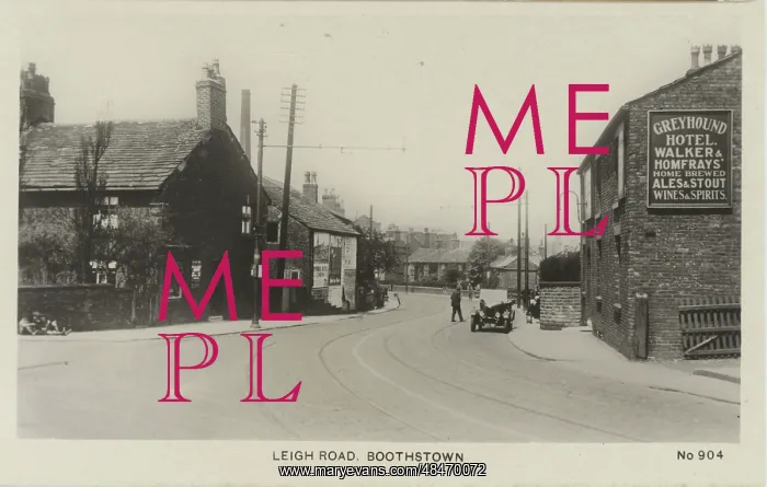 : Leigh Road (Showing the Greyhound Hotel) : Leigh Road (Showing the Greyhound Hotel)