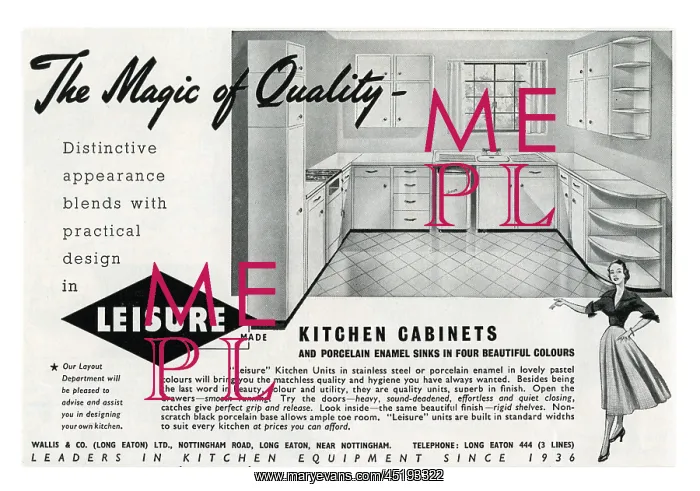 : Leisure Kitchens advertisment, 1950s : Leisure Kitchens advertisment, 1950s