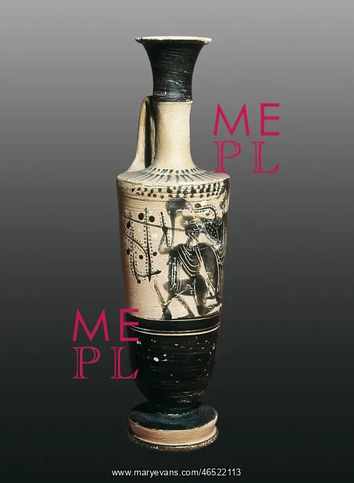 : Lekythos decorated with a soldier figure. 5th : Lekythos decorated with a soldier figure. 5th