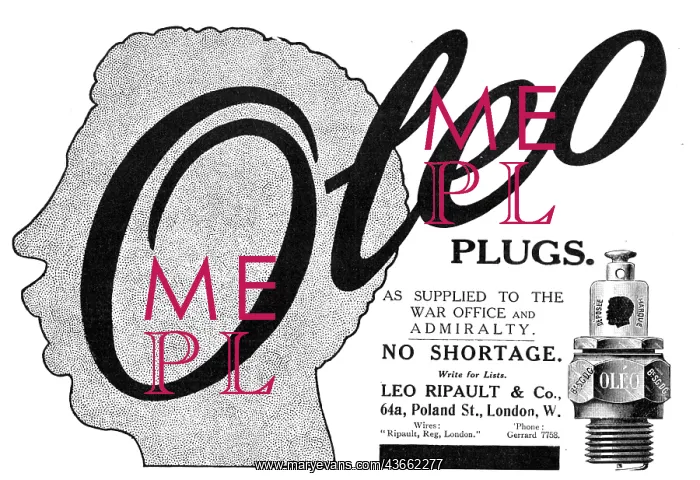 : Leo Ripault - Oleo Spark Plugs 1915 : Leo Ripault - Oleo Spark Plugs 1915