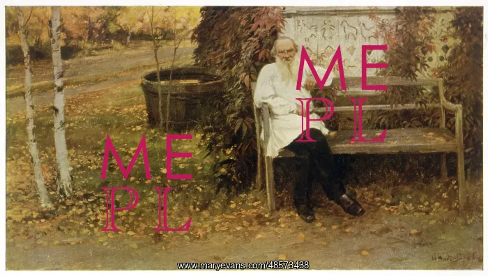 : Leo Tolstoy - sitting on a bench : Leo Tolstoy - sitting on a bench