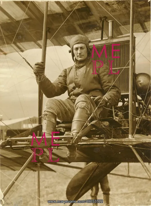 : Leon Chouret on his Farman Biplane : Leon Chouret on his Farman Biplane