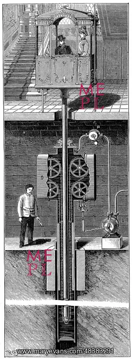 : Leon Edoux's hydraulic passenger lift (elevator) : Leon Edoux's hydraulic passenger lift (elevator)