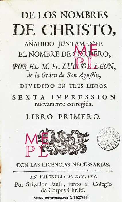 : LEON, Fray Luis de (1528-1591) : LEON, Fray Luis de (1528-1591)