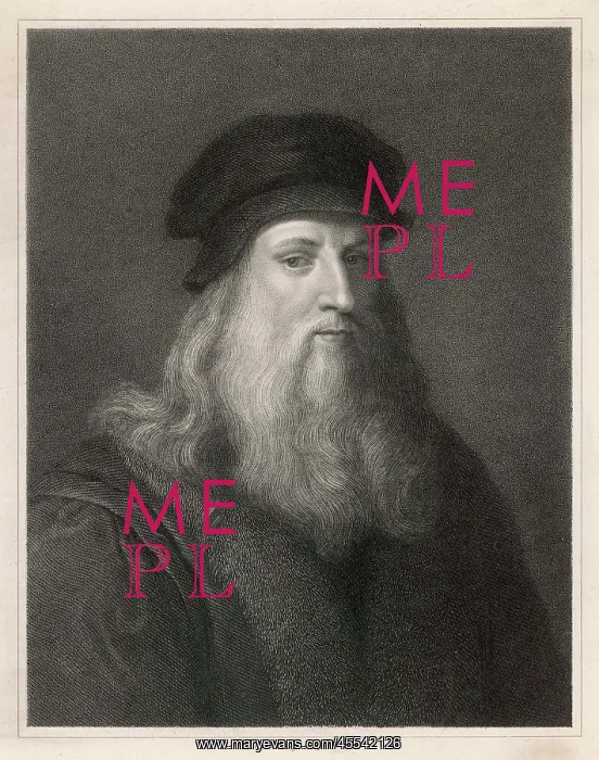 : Leonardo Da Vinci - engraving after a self-portrait : Leonardo Da Vinci - engraving after a self-portrait