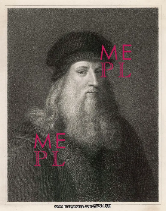 : Leonardo Da Vinci - engraving after a self-portrait : Leonardo Da Vinci - engraving after a self-portrait