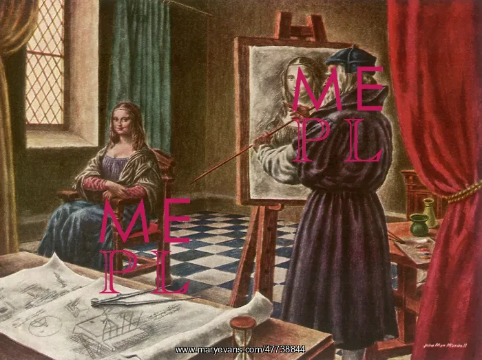  : Leonardo da Vinci painting the Mona Lisa