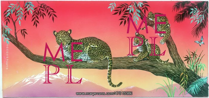 : Leopardess and two cubs on branches of tree : Leopardess and two cubs on branches of tree