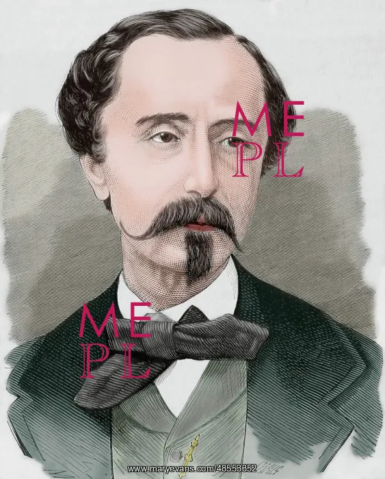 : Leopoldo Augusto de Cueto (1815-1901). Engraving. Colored : Leopoldo Augusto de Cueto (1815-1901). Engraving. Colored