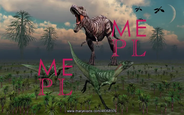: Two Lesothosaurus dinosaurs run out of the way of a T-Rex ? : Two Lesothosaurus dinosaurs run out of the way of a T-Rex ?