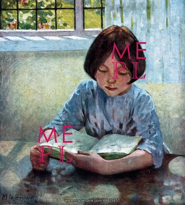  : The Lesson, seated girl reading a book