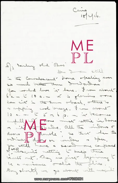 : Letter from Albert Auerbach from Cairo, Egypt, WW1 : Letter from Albert Auerbach from Cairo, Egypt, WW1