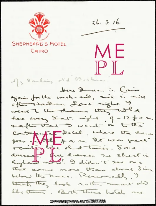 : Letter from Albert Auerbach from Cairo, Egypt, WW1 : Letter from Albert Auerbach from Cairo, Egypt, WW1
