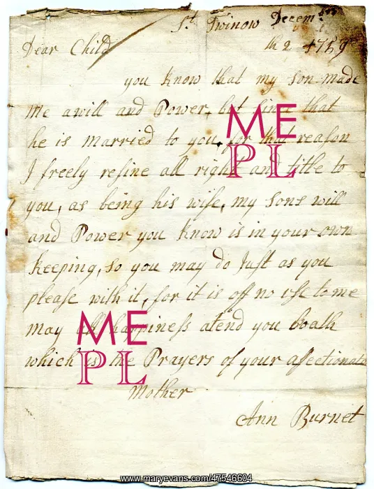 : Letter from Ann Burnet : Letter from Ann Burnet