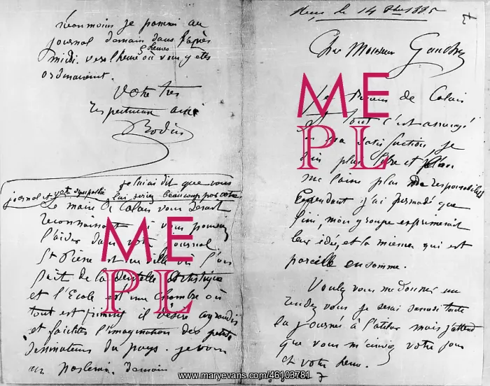: Letter by Auguste Rodin, 1885 : Letter by Auguste Rodin, 1885