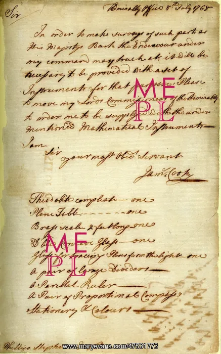  : Letter from Captain Cook