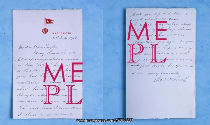 : Letter from Captain EJ Smith : Letter from Captain EJ Smith