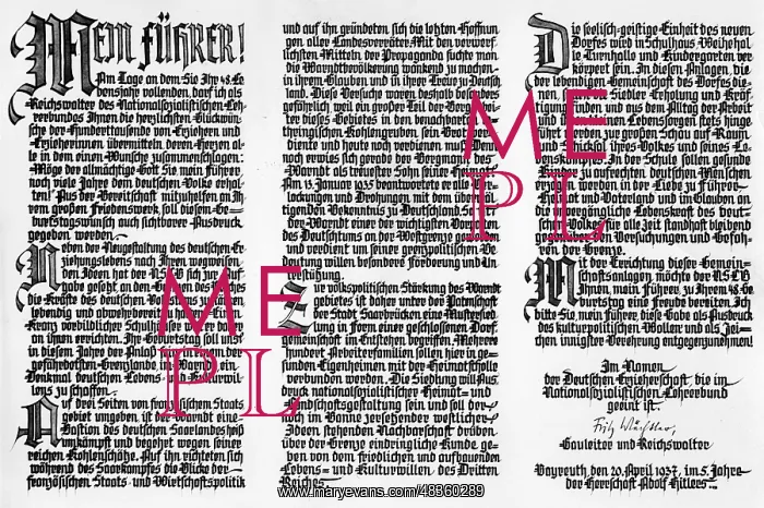 : Letter of congratulations to Adolf Hitler, 1937 : Letter of congratulations to Adolf Hitler, 1937