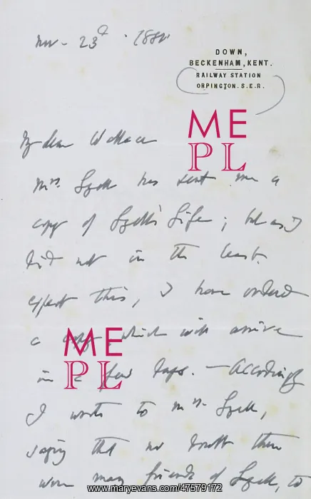 : Letter from Darwin to Wallace dated November 23 1880 : Letter from Darwin to Wallace dated November 23 1880
