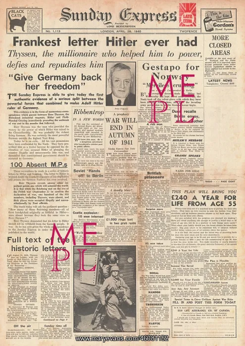 : Letter to Hitler from Fritz Thyssen : Letter to Hitler from Fritz Thyssen