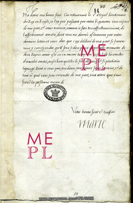  : Letter from Mary, Queen of Scots