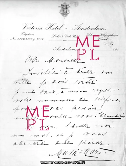 : Letter from Mata Hari, dancer, courtesan and possible spy : Letter from Mata Hari, dancer, courtesan and possible spy