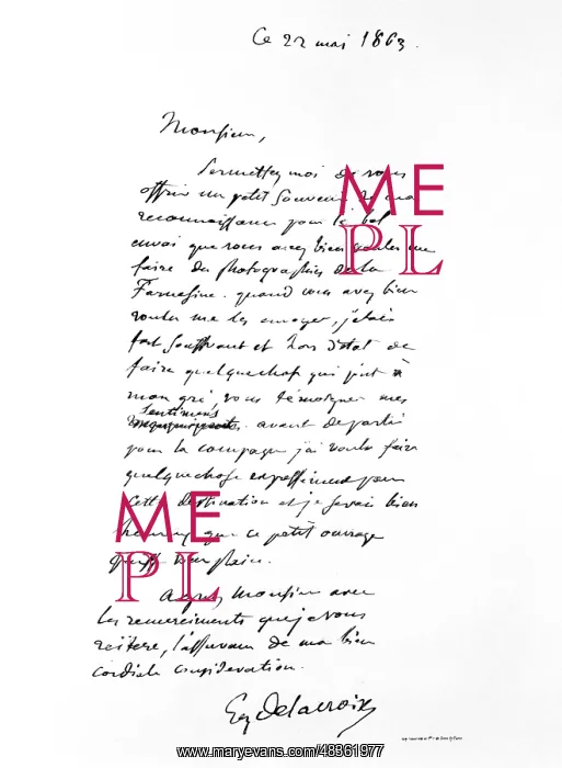 : A letter signed by Eugene Delacroix, 1863 : A letter signed by Eugene Delacroix, 1863