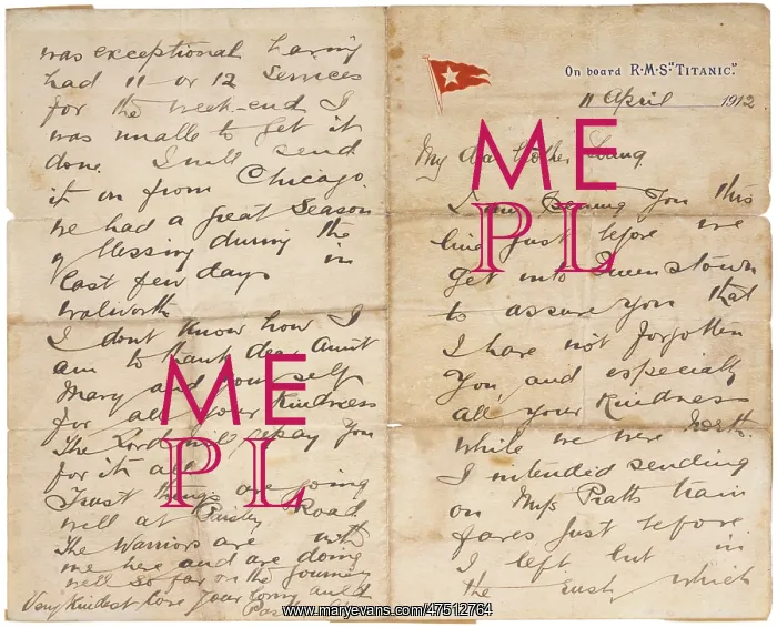 : LETTER FROM THE TITANIC : LETTER FROM THE TITANIC