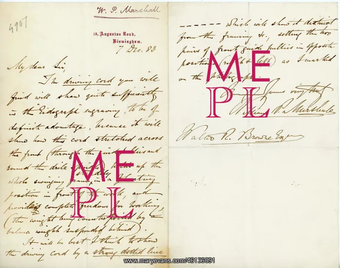 : Letter from William Prime Marshall to Walter Raleigh Browne : Letter from William Prime Marshall to Walter Raleigh Browne