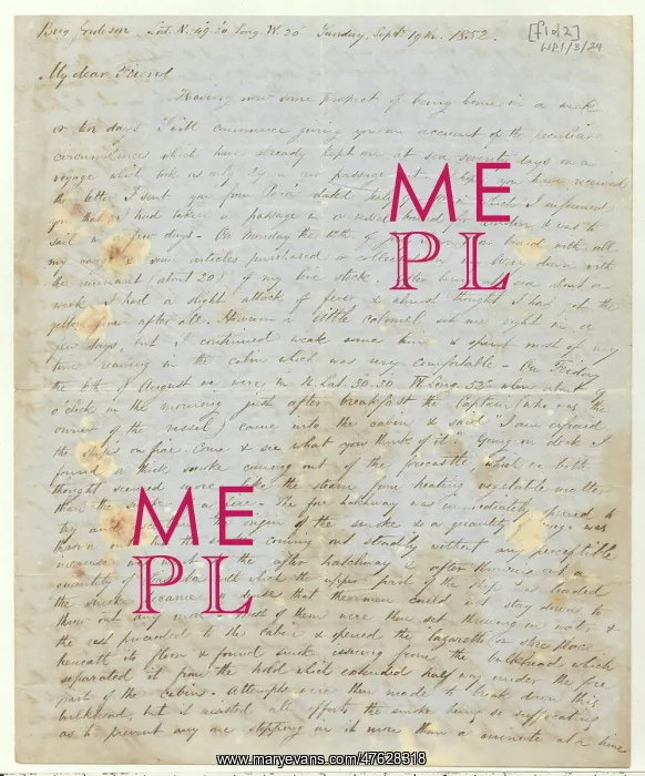 : Letter written by Wallace, A.R, describing shipwreck and los : Letter written by Wallace, A.R, describing shipwreck and los